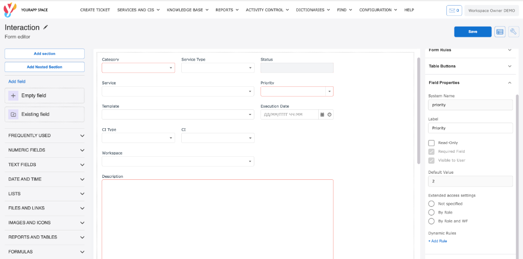 Interaction Form Editor